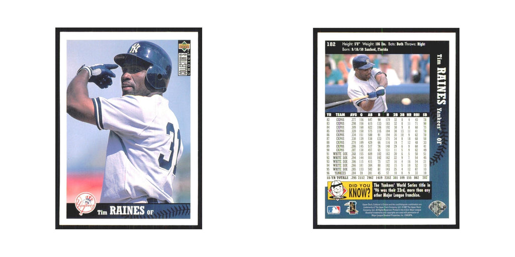 1997 Upper Deck Collectors Choice Tim Raines Yankees #182