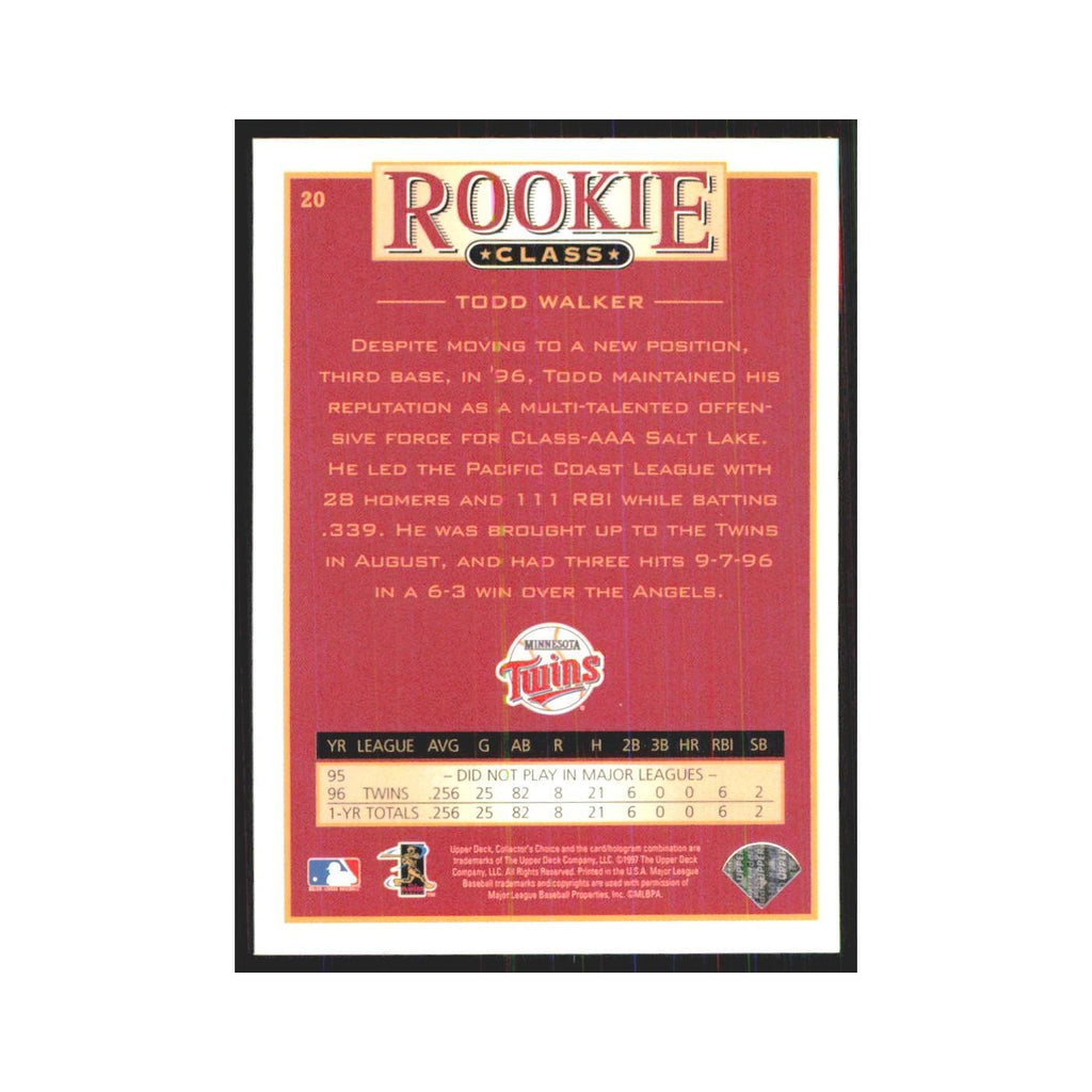 1997 Upper Deck Collectors Choice Todd Walker RC Twins #20