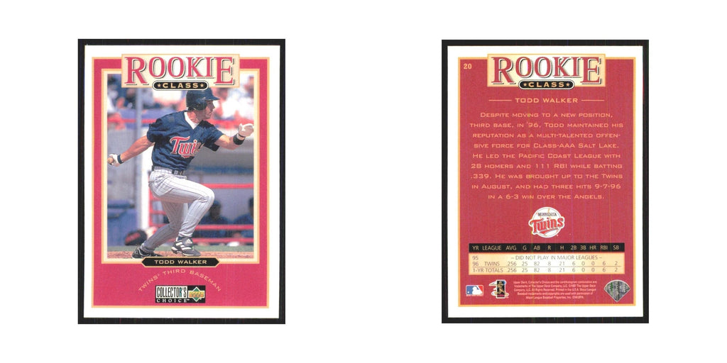 1997 Upper Deck Collectors Choice Todd Walker RC Twins #20