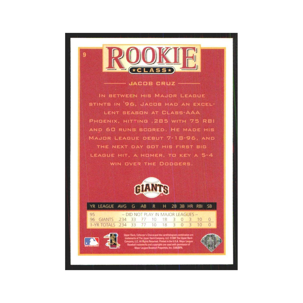 1997 Upper Deck Collectors Choice Jacob Cruz RC Giants #9