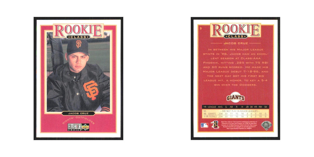 1997 Upper Deck Collectors Choice Jacob Cruz RC Giants #9