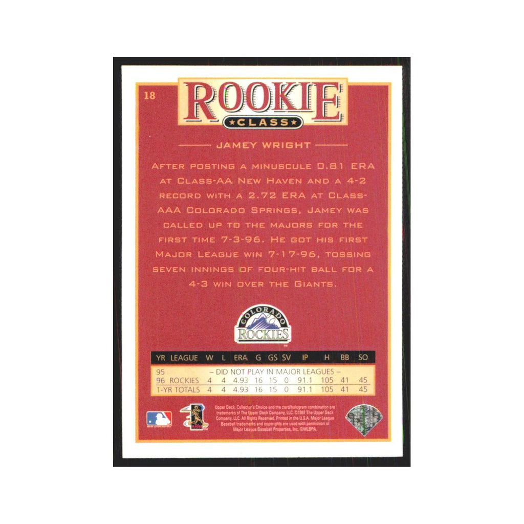 1997 Upper Deck Collectors Choice Jamey Wright RC Rockies #18