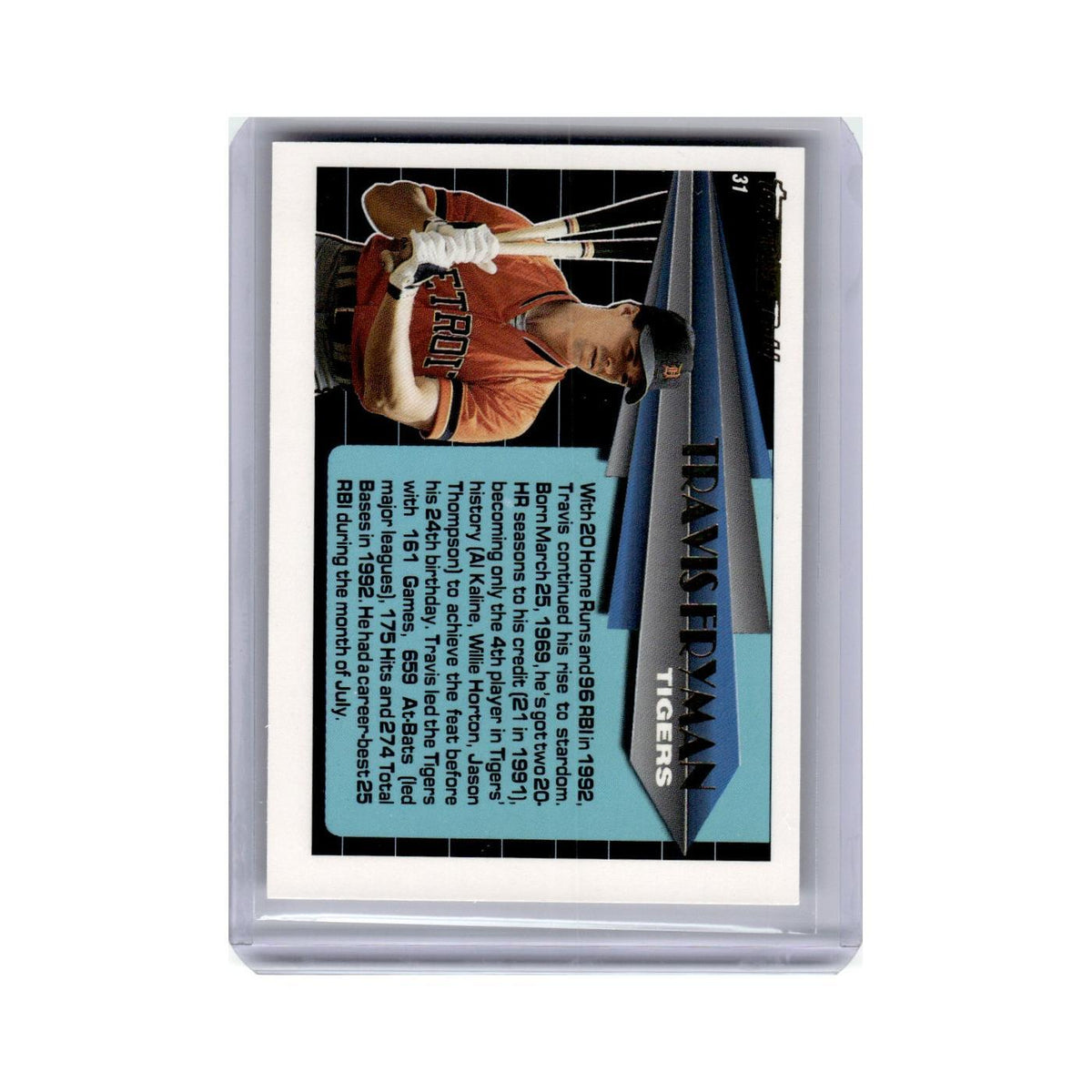 Travis Fryman 1993 Topps Black Gold #31 Detroit Tigers Baseball Card NM