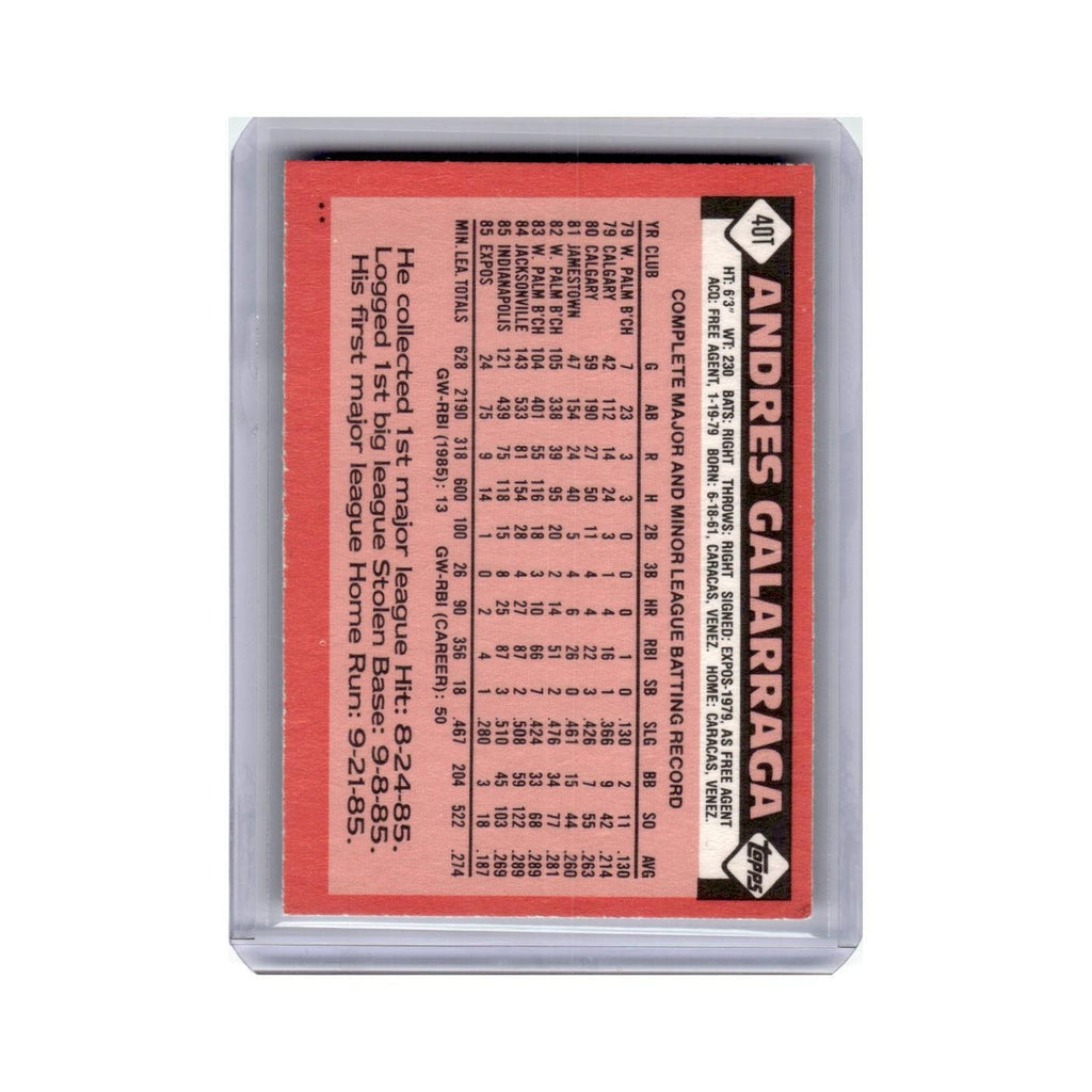 Andres Galarraga 1986 Topps Traded #40T Montreal Expos Baseball Card NM