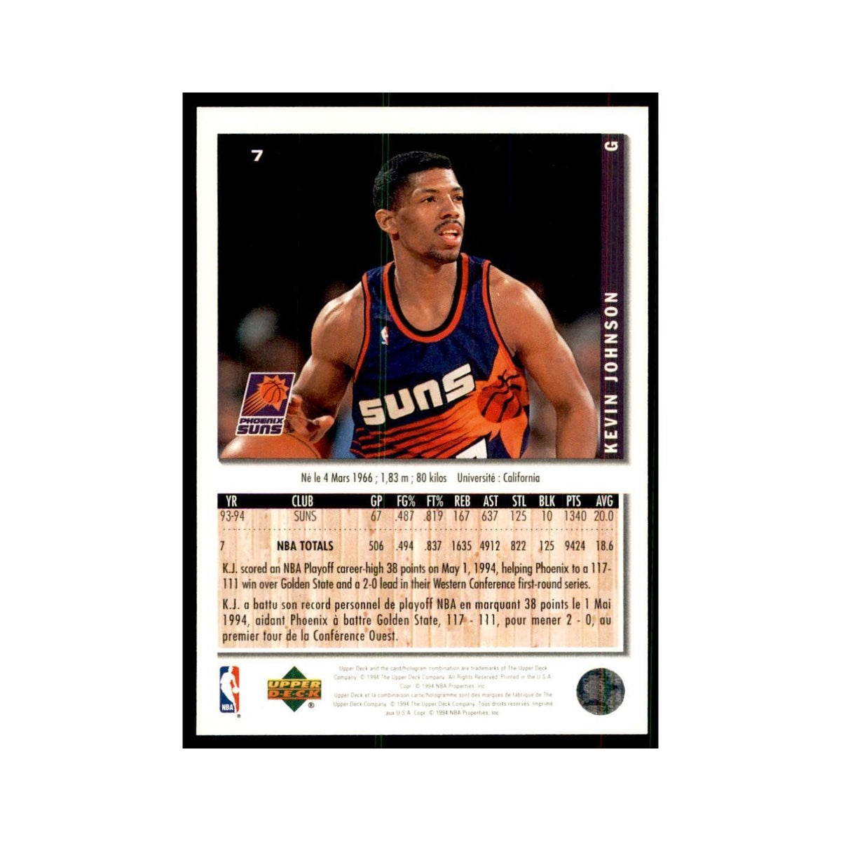 1994 Upper Deck Collectors Choice Kevin Johnson Basketball Cards #7