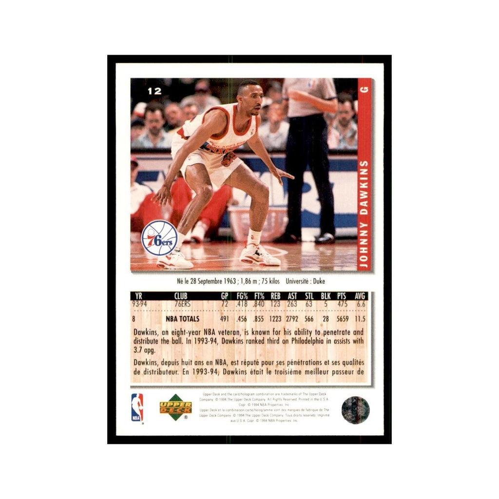 1994 Upper Deck Collectors Choice Johnny Dawkins Basketball Cards #12
