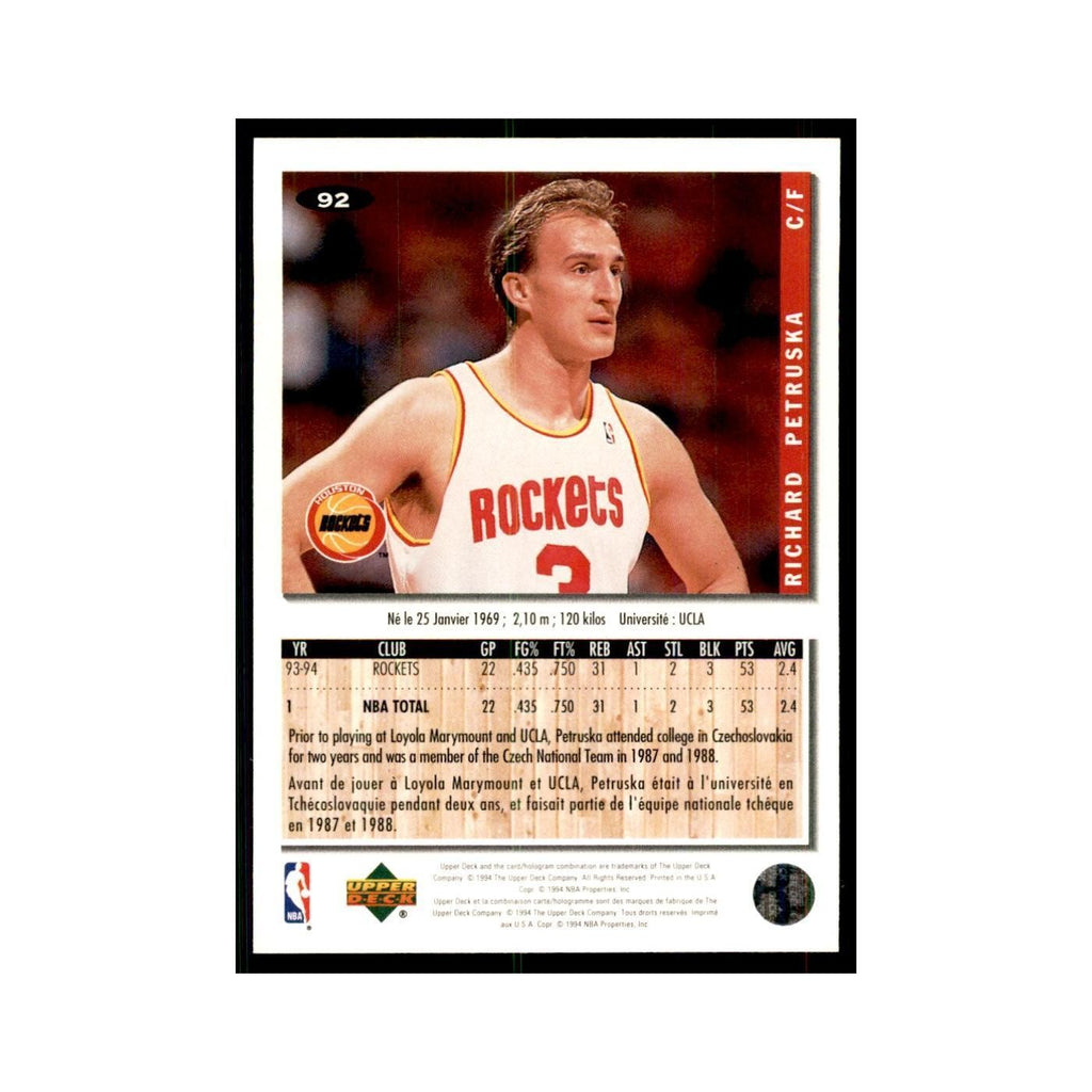 1994 Upper Deck Collectors Choice Richard Petruska Basketball Cards #92