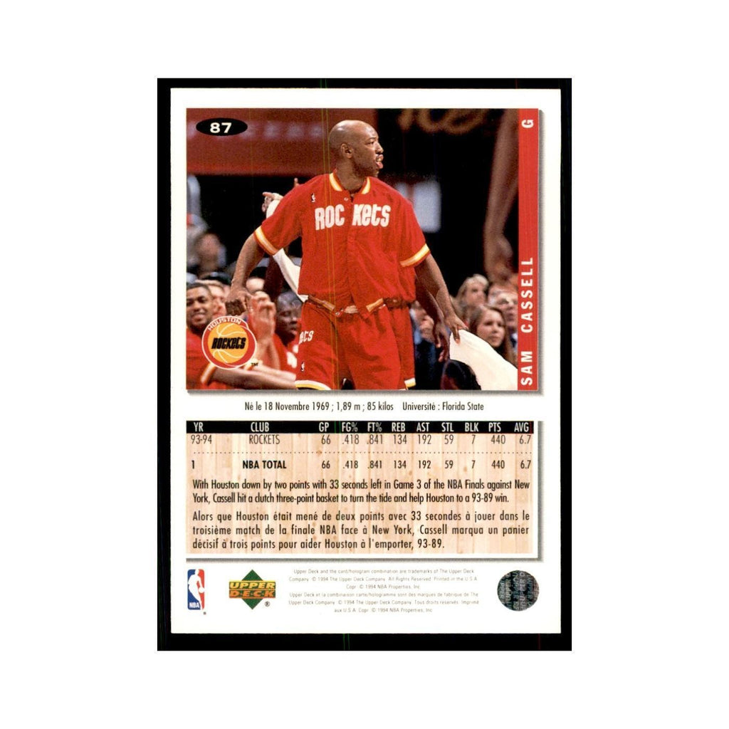 1994 Upper Deck Collectors Choice Sam Cassell Basketball Cards #87