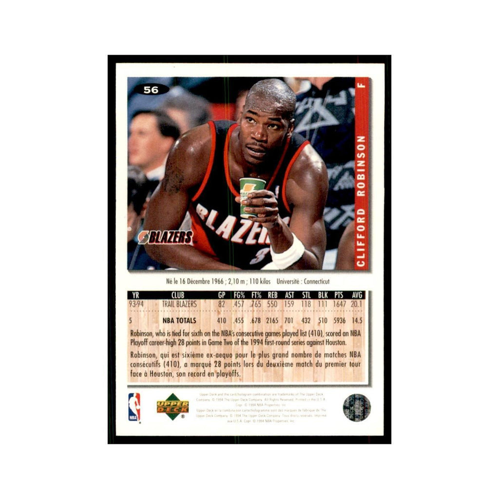 1994 Upper Deck Collectors Choice Clifford Robinson Basketball Cards #56