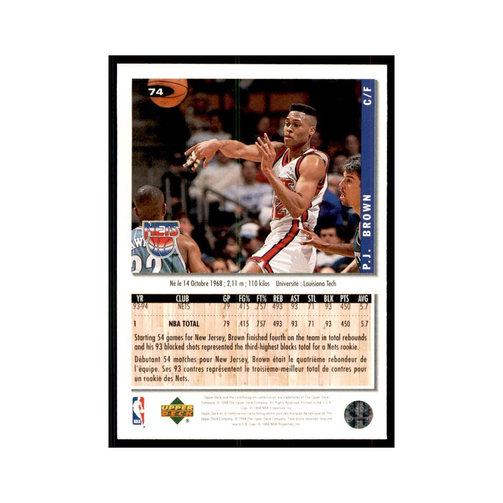 1994 Upper Deck Collectors Choice P.J. Brown Basketball Cards #74