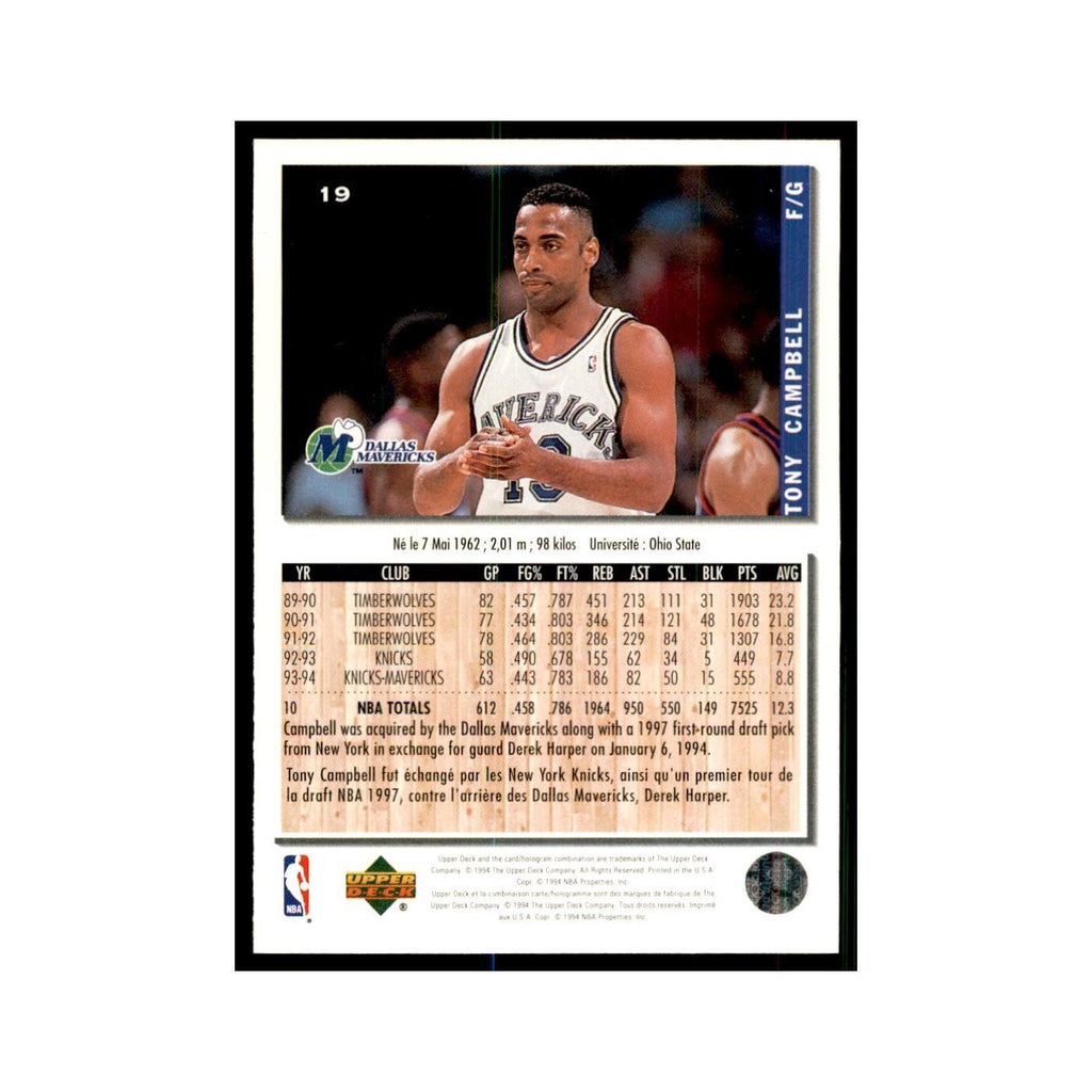 1994 Upper Deck Collectors Choice Tony Campbell Basketball Cards #19