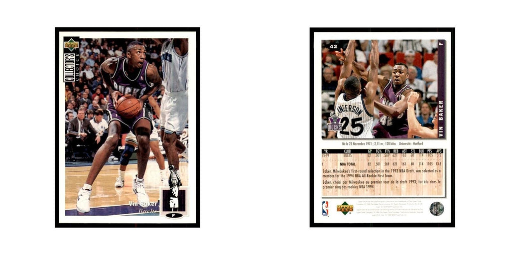 1994 Upper Deck Collectors Choice Vin Baker Basketball Cards #42