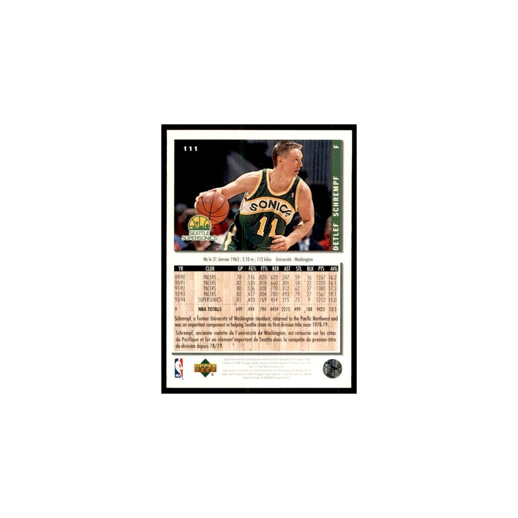 1994 Upper Deck Collectors Choice Detlef Schrempf Basketball Cards #111