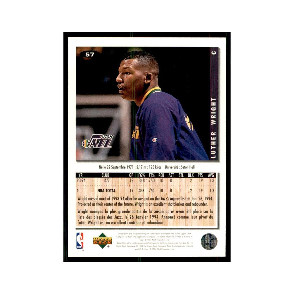 1994 Upper Deck Collectors Choice Luther Wright Basketball Cards #57