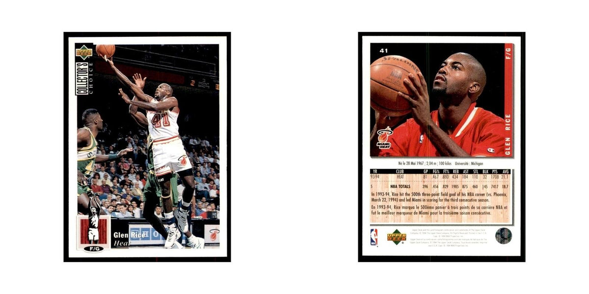 1994 Upper Deck Collectors Choice Glen Rice Basketball Cards #41