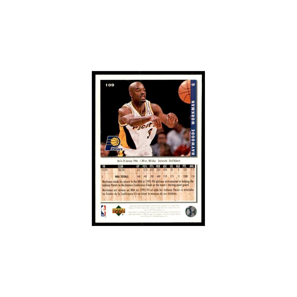 1994 Upper Deck Collectors Choice Haywoode Workman Basketball Cards #109
