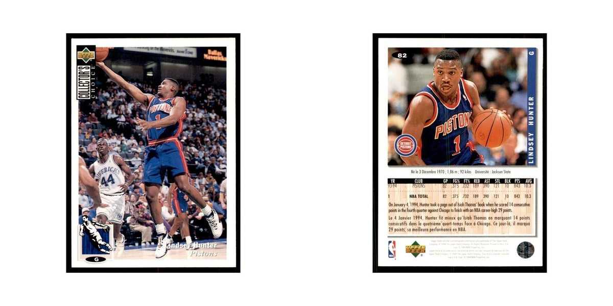 1994 Upper Deck Collectors Choice Lindsey Hunter Basketball Cards #82