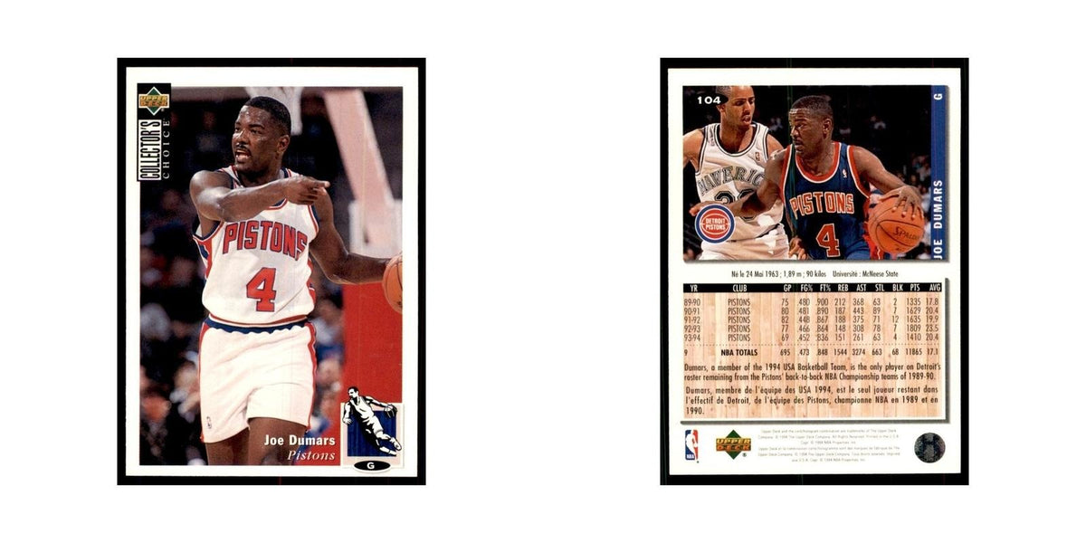 1994 Upper Deck Collectors Choice Joe Dumars Basketball Cards #104