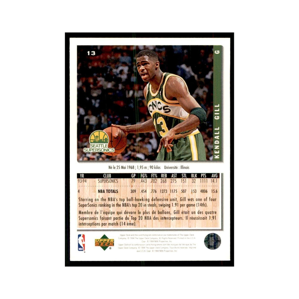 1994 Upper Deck Collectors Choice Kendall Gill Basketball Cards #13