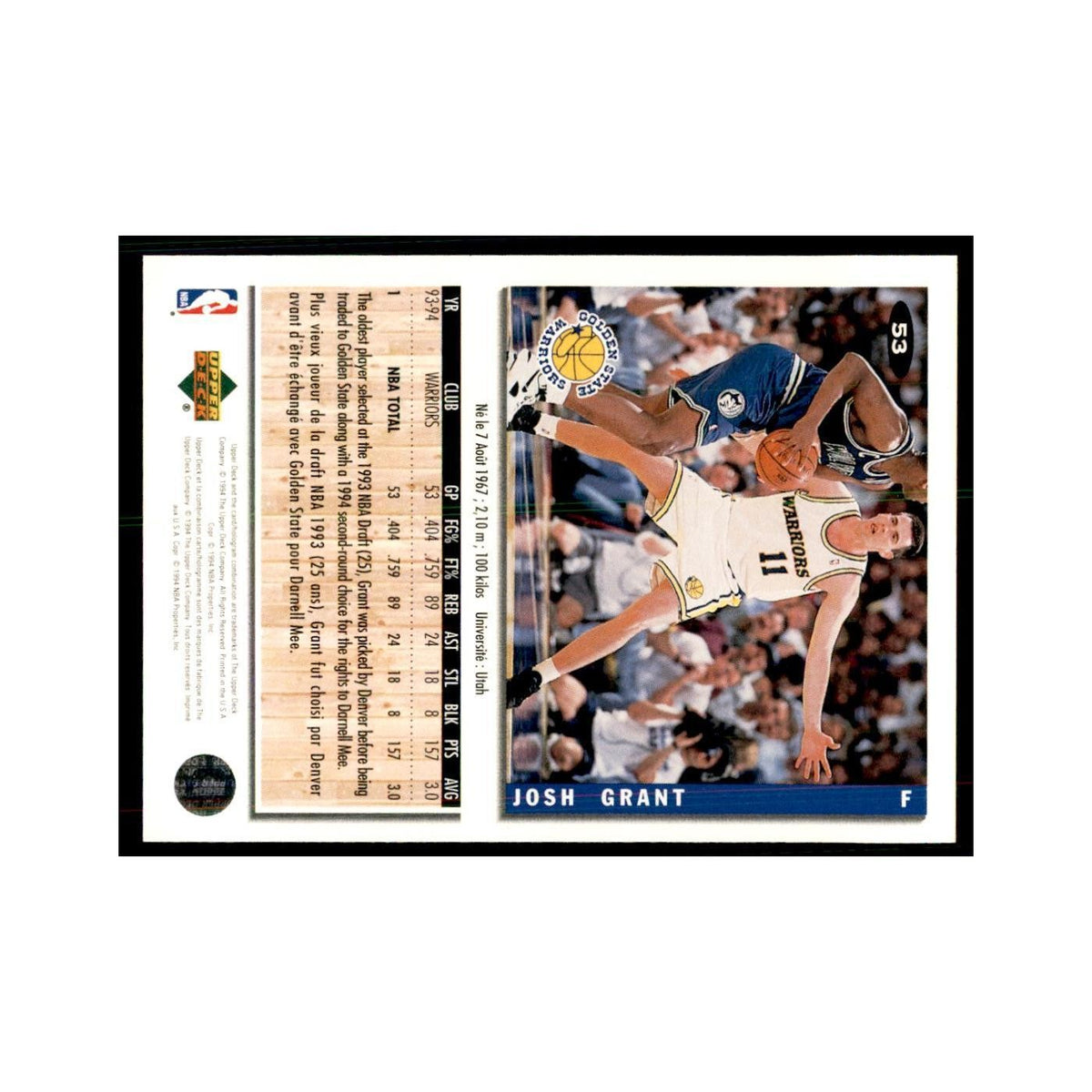 1994 Upper Deck Collectors Choice Josh Grant Basketball Cards #53