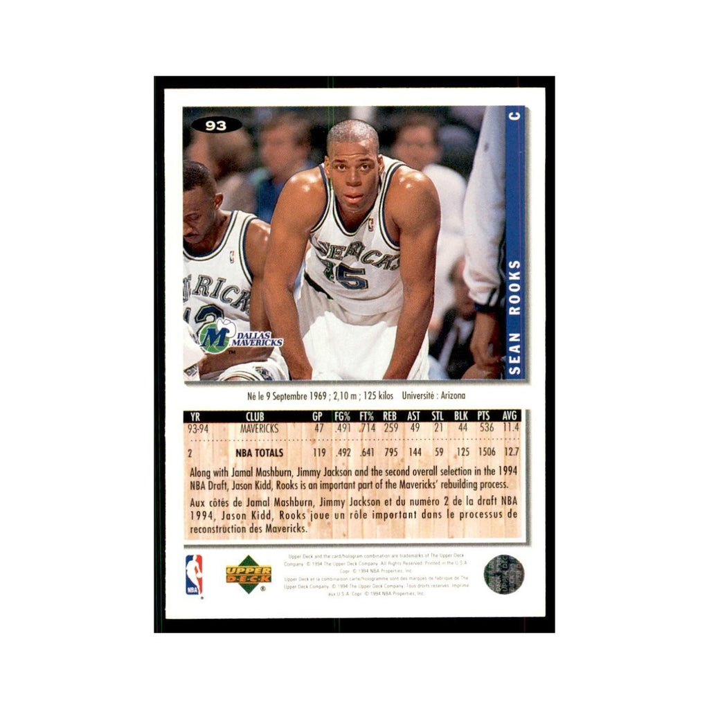 1994 Upper Deck Collectors Choice Sean Rooks Basketball Cards #93