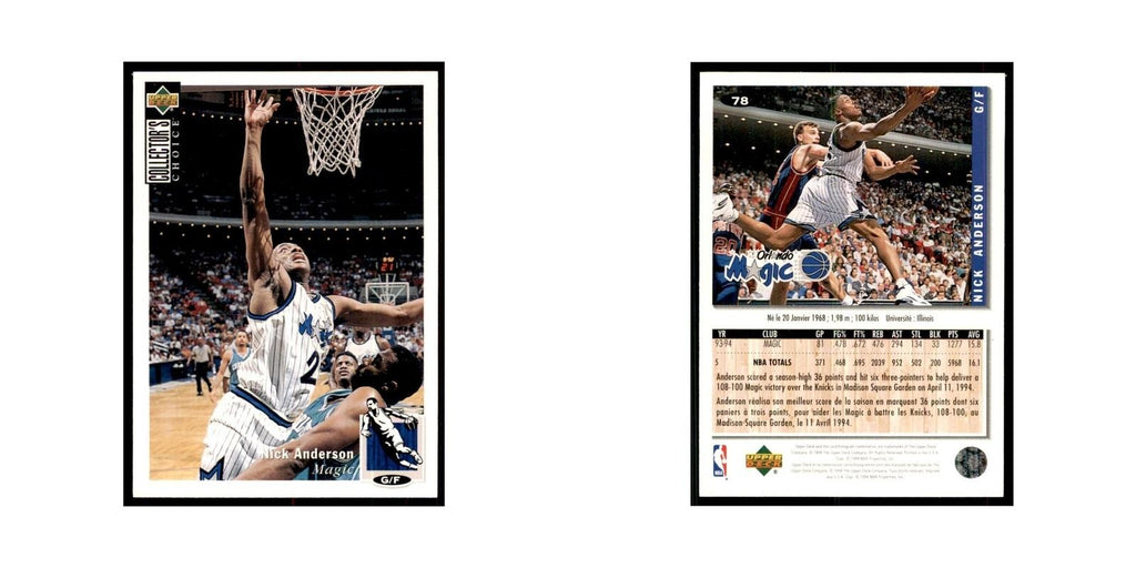 1994 Upper Deck Collectors Choice Nick Anderson Basketball Cards #78