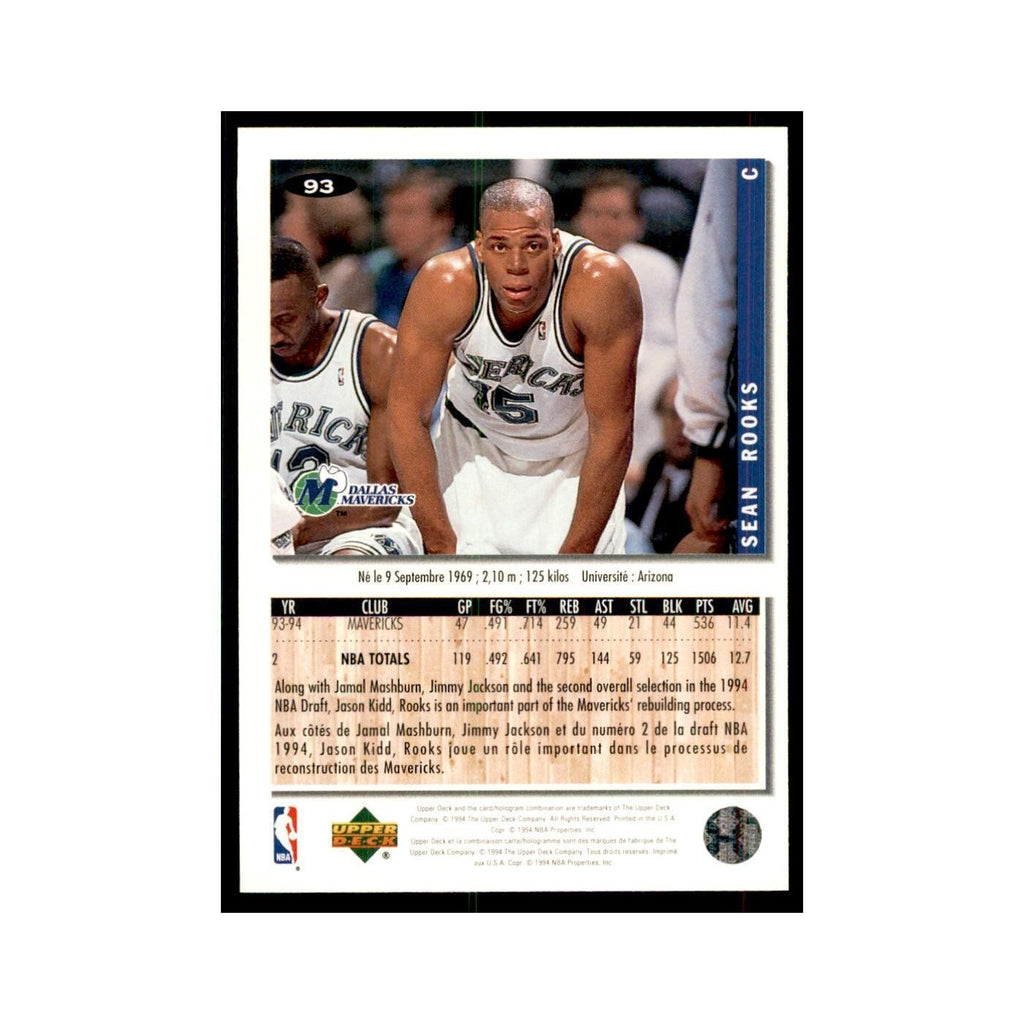 1994 Upper Deck Collectors Choice Sean Rooks Basketball Cards #93