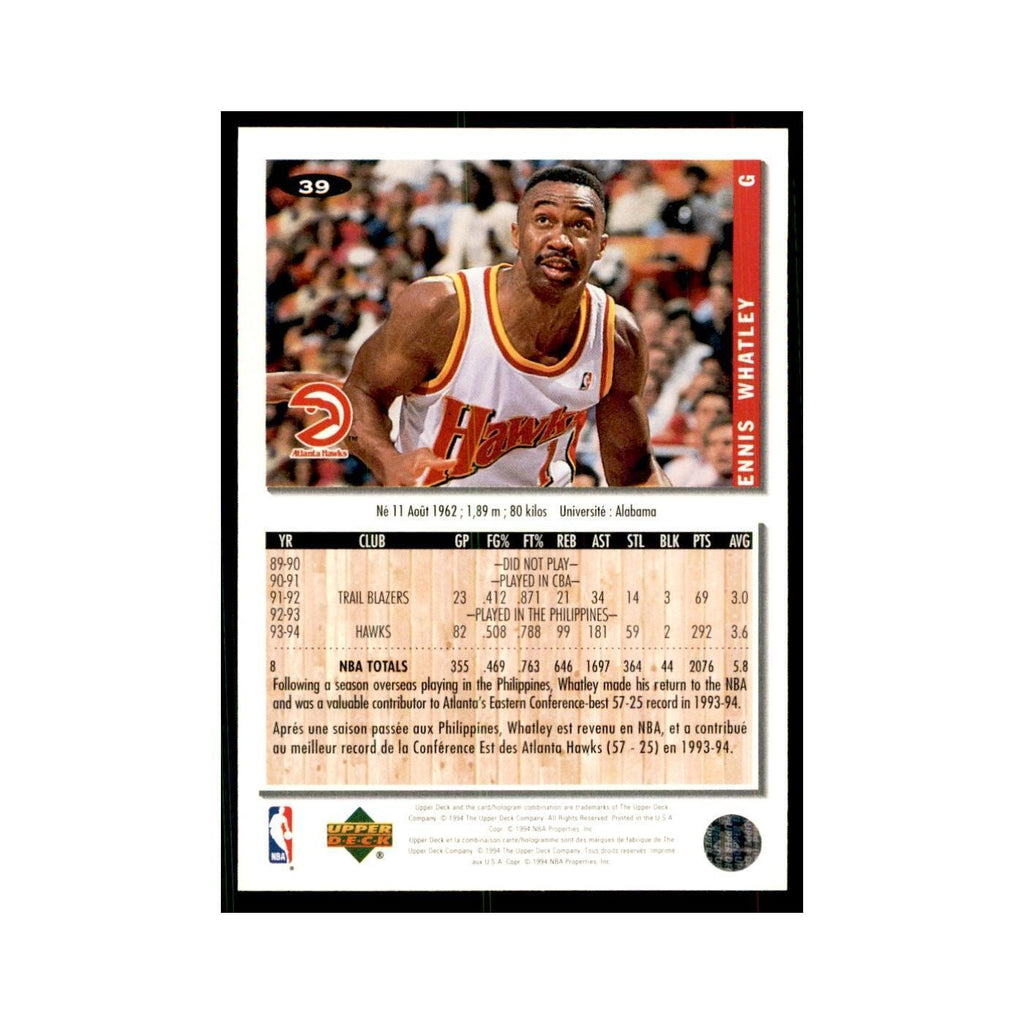 1994 Upper Deck Collectors Choice Ennis Whatley Basketball Cards #39