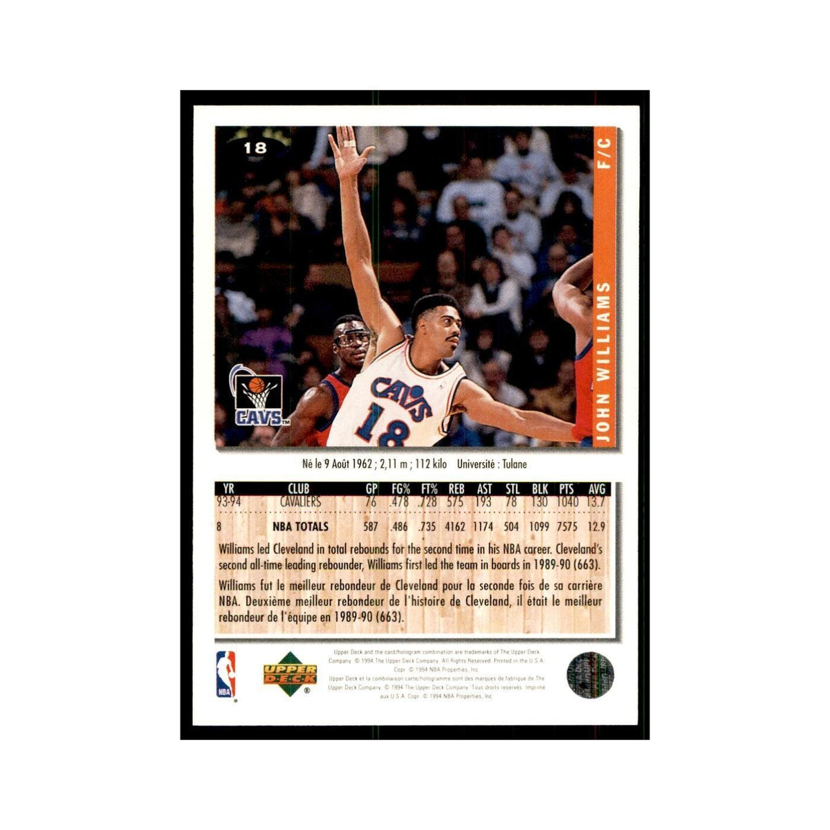 1994 Upper Deck Collectors Choice John Williams Basketball Cards #18