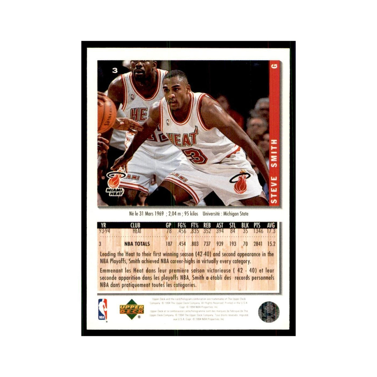 1994 Upper Deck Collectors Choice Steve Smith Basketball Cards #3