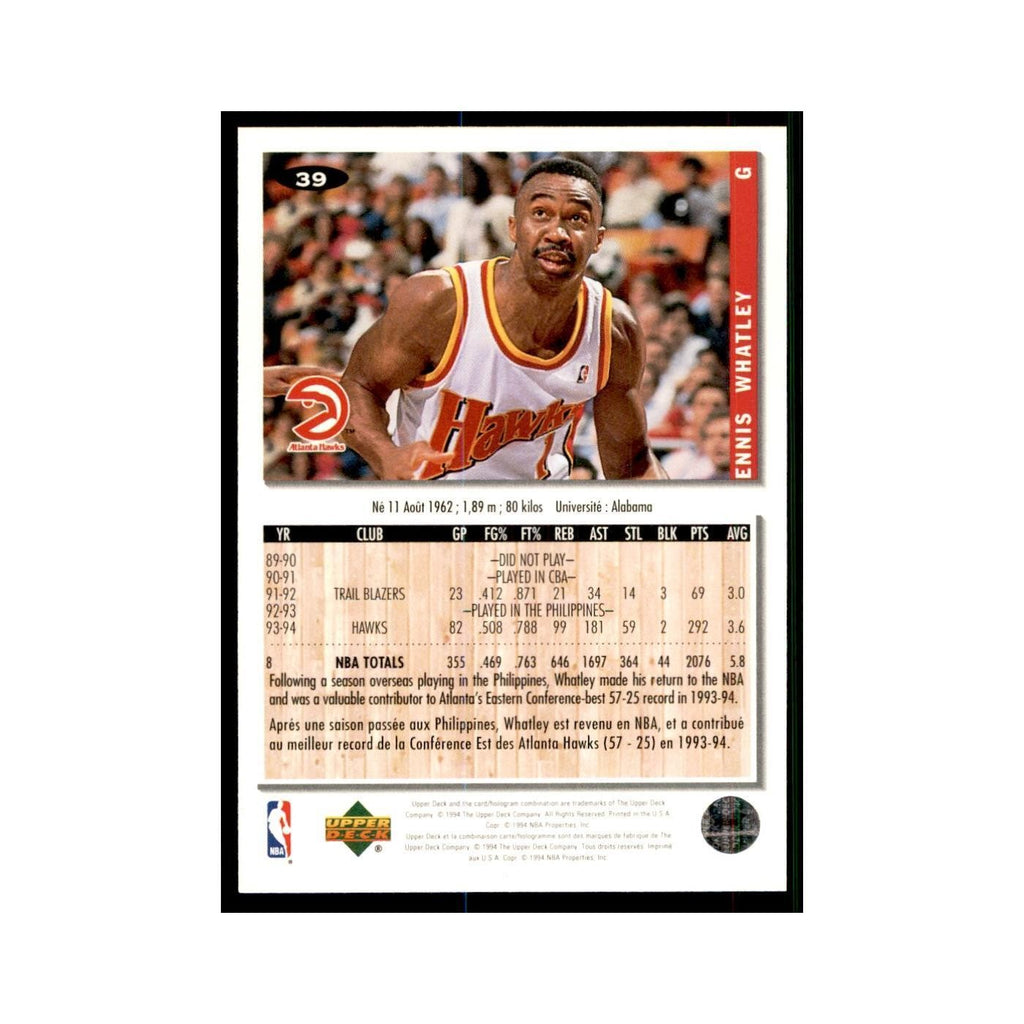 1994 Upper Deck Collectors Choice Ennis Whatley Basketball Cards #39