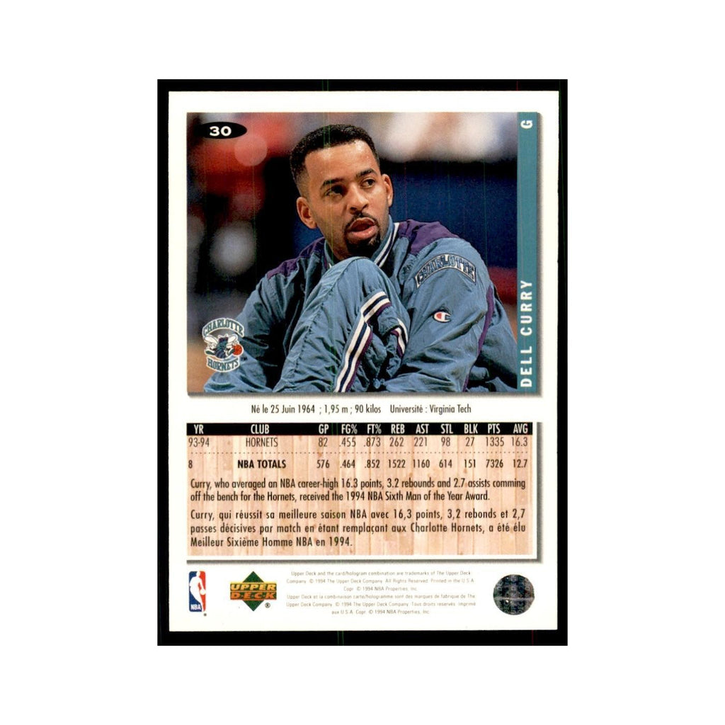 1994 Upper Deck Collectors Choice Dell Curry Basketball Cards #30