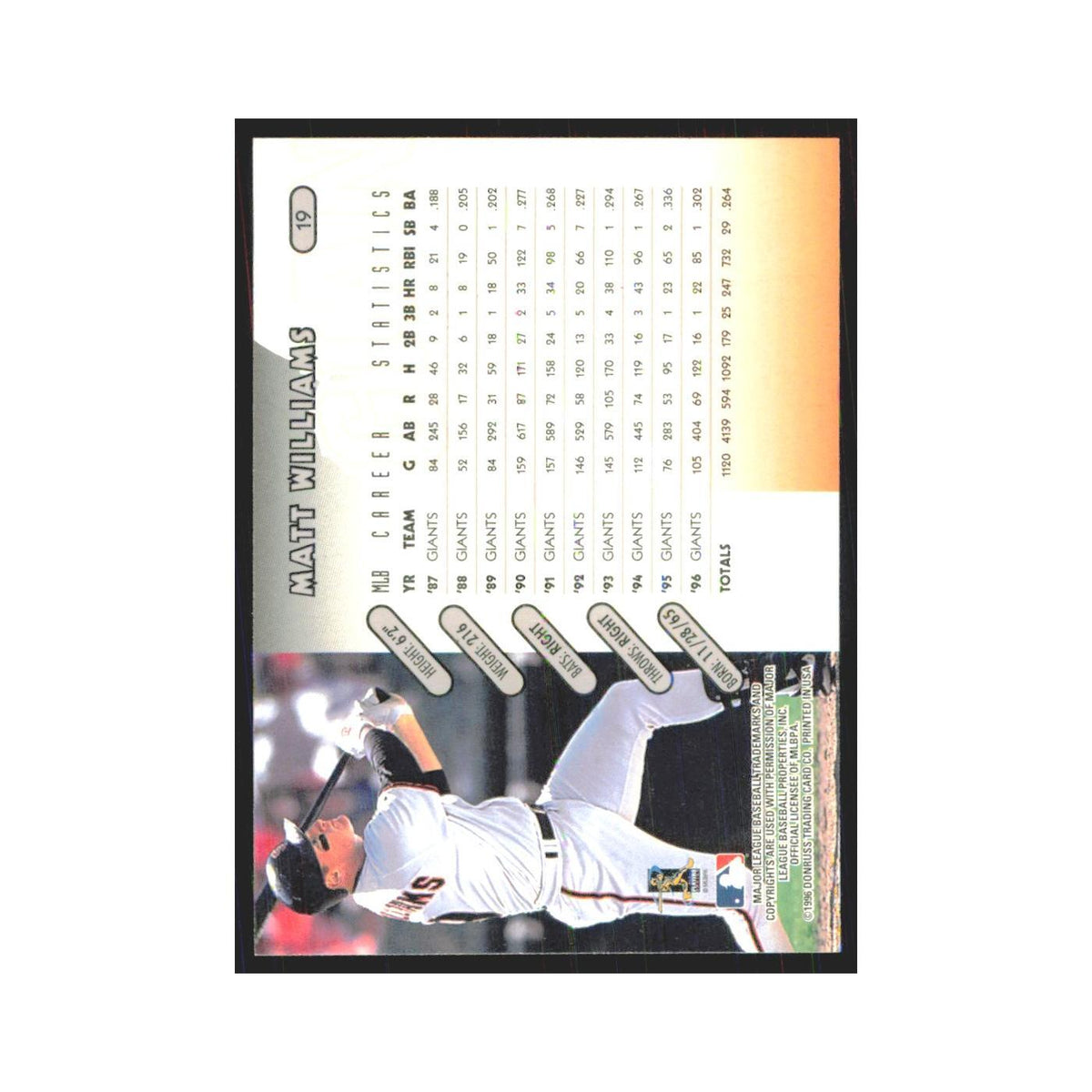 1997 Donruss Matt Williams Giants #19