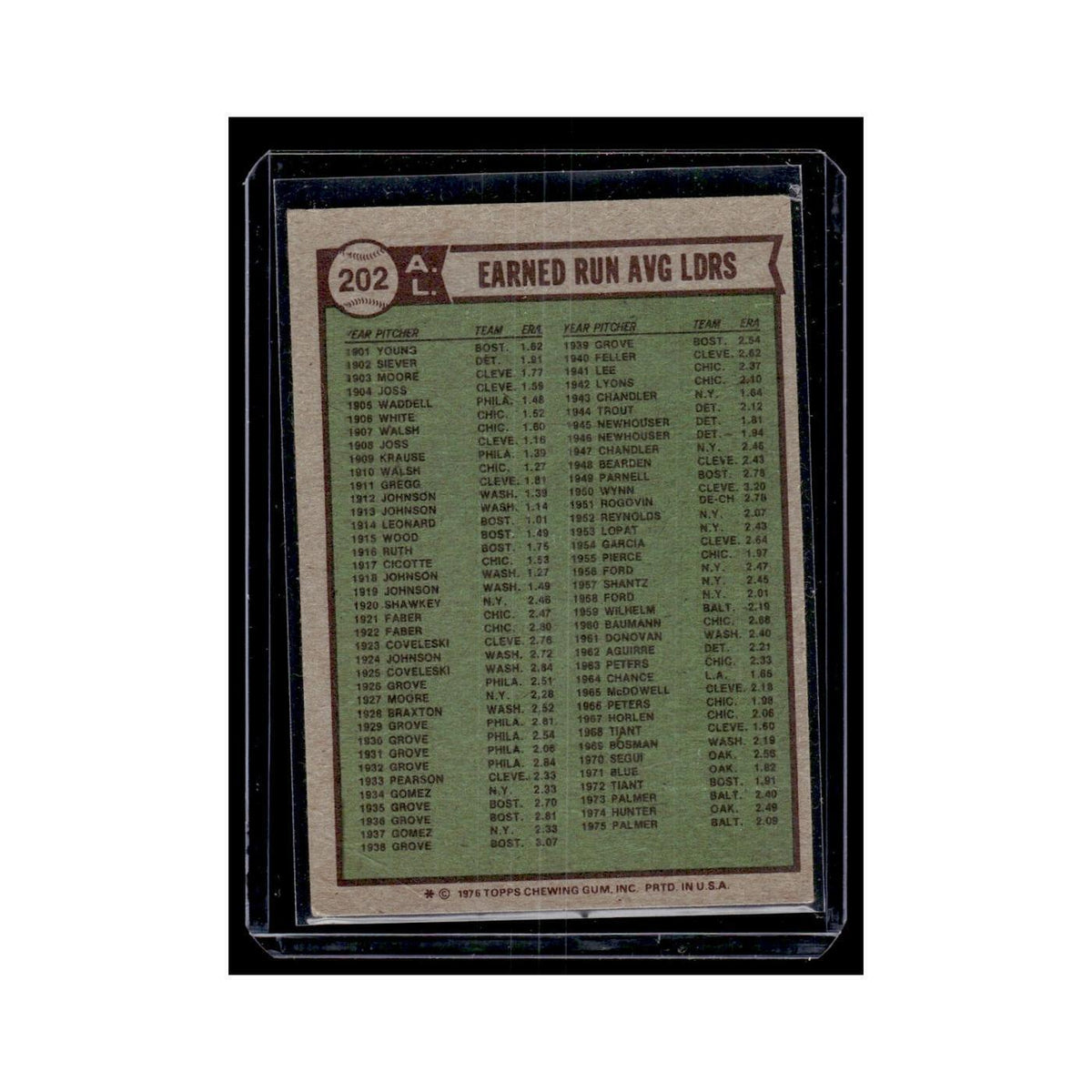 Jim Palmer Jim Hunter Dennis Eckersley 1976 Topps #202 ERA Leaders NM