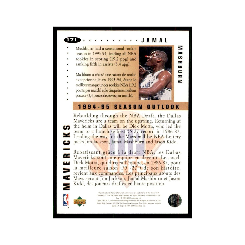 1994 Upper Deck Collector's Choice Jamal Mashburn Mavericks #171