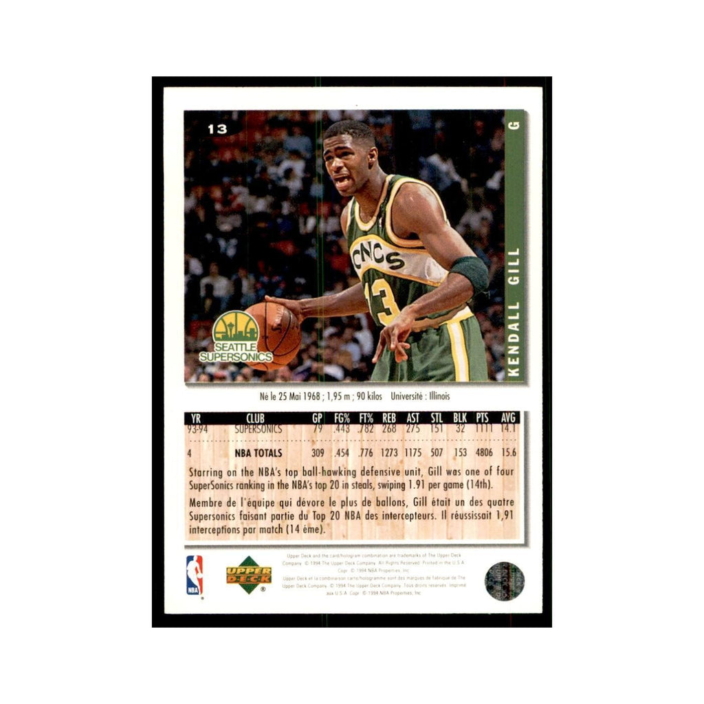 1994 Upper Deck Collector's Choice Kendall Gill Seattle SuperSonics #13