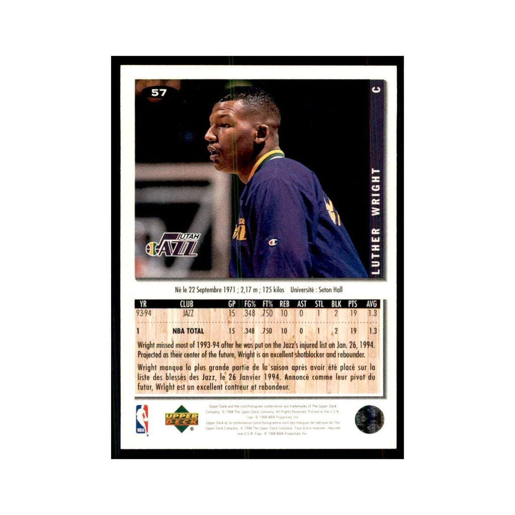 1994 Upper Deck Collector's Choice Luther Wright Jazz #57