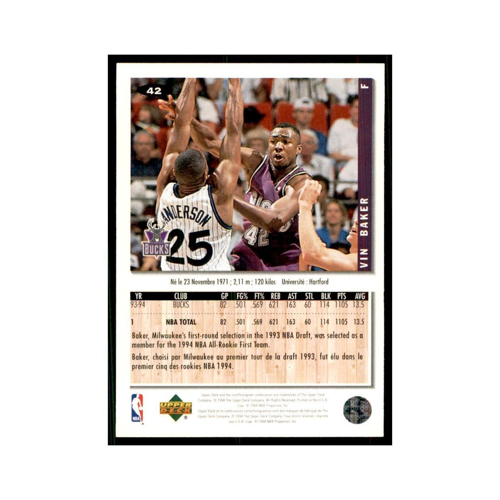 1994 Upper Deck Collector's Choice Vin Baker Bucks #42