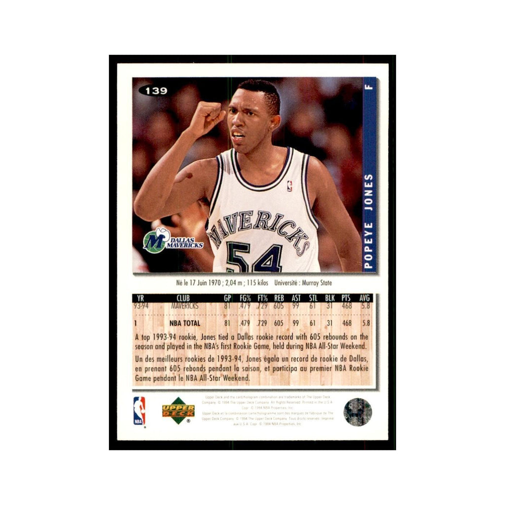 1994 Upper Deck Collector's Choice Popeye Jones Mavericks #139