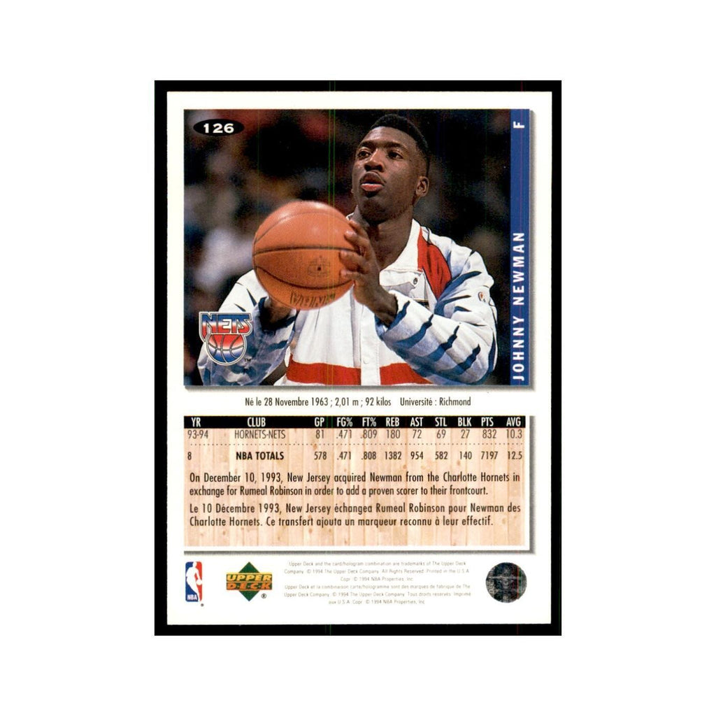 1994 Upper Deck Collector's Choice Johnny Newman Nets #126