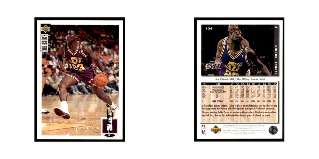 1994 Upper Deck Collector's Choice Tyrone Corbin Jazz #138