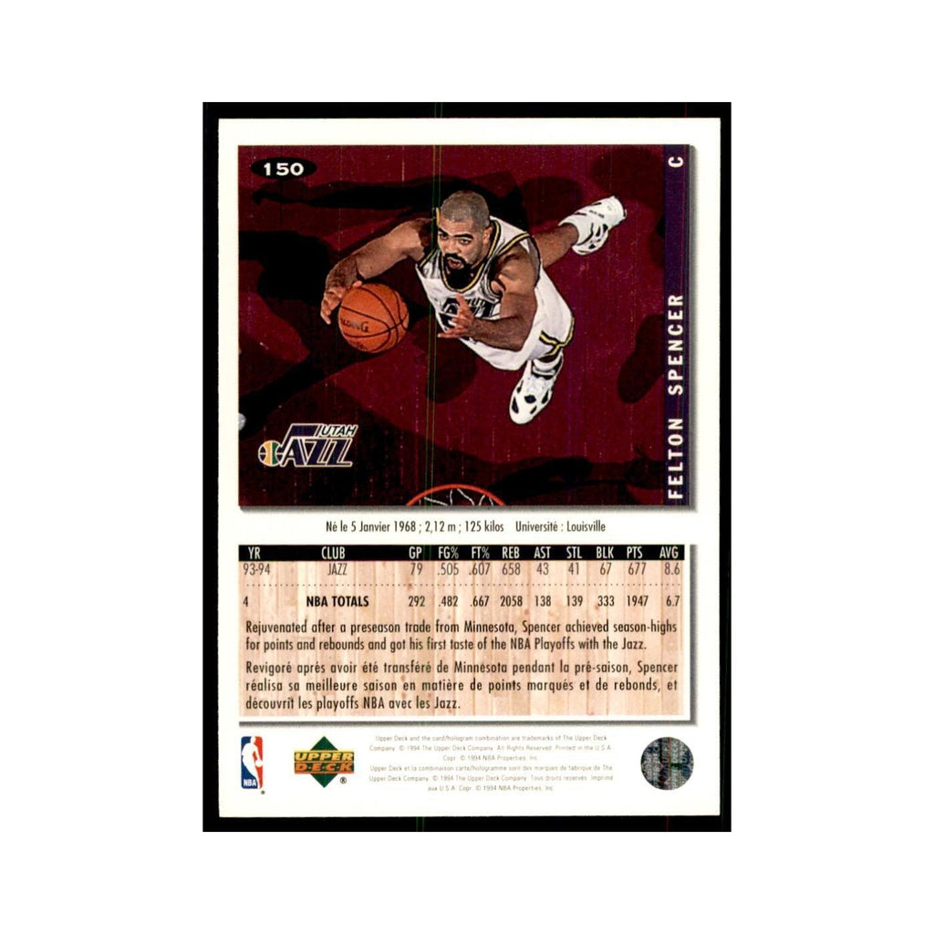 1994 Upper Deck Collector's Choice Felton Spencer Jazz #150