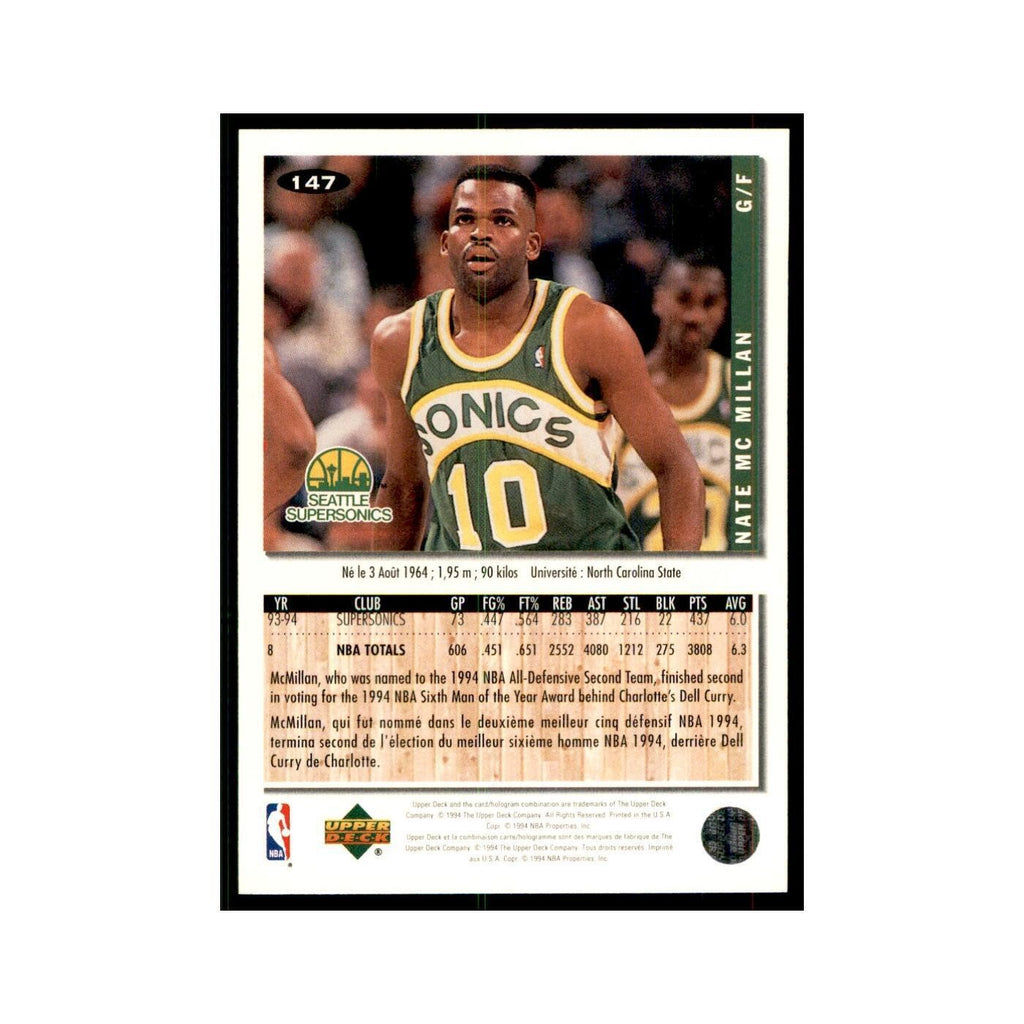 1994 Upper Deck Collector's Choice Nate McMillan Seattle SuperSonics #147