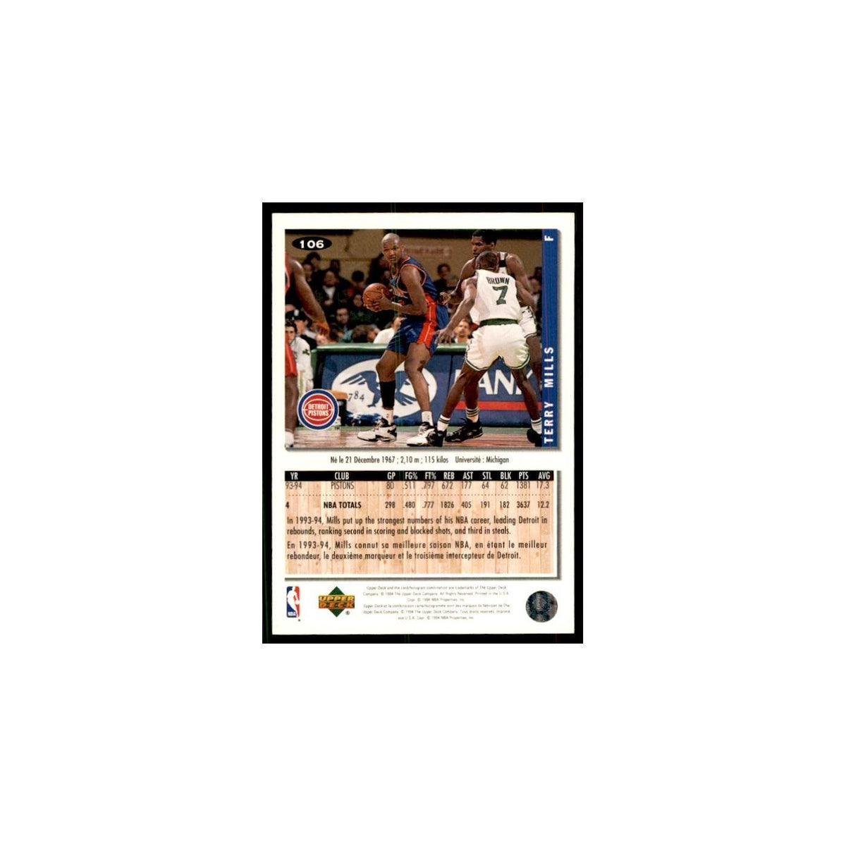 1994 Upper Deck Collector's Choice Dan Schayes Bucks #106
