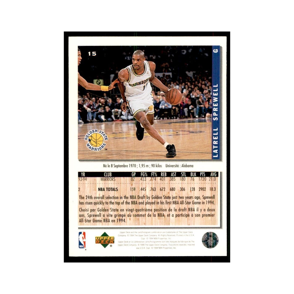1994 Upper Deck Collector's Choice Latrell Sprewell Golden State Warriors #15