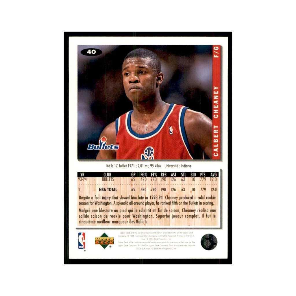 1994 Upper Deck Collector's Choice Calbert Cheaney Washington Bullets #40
