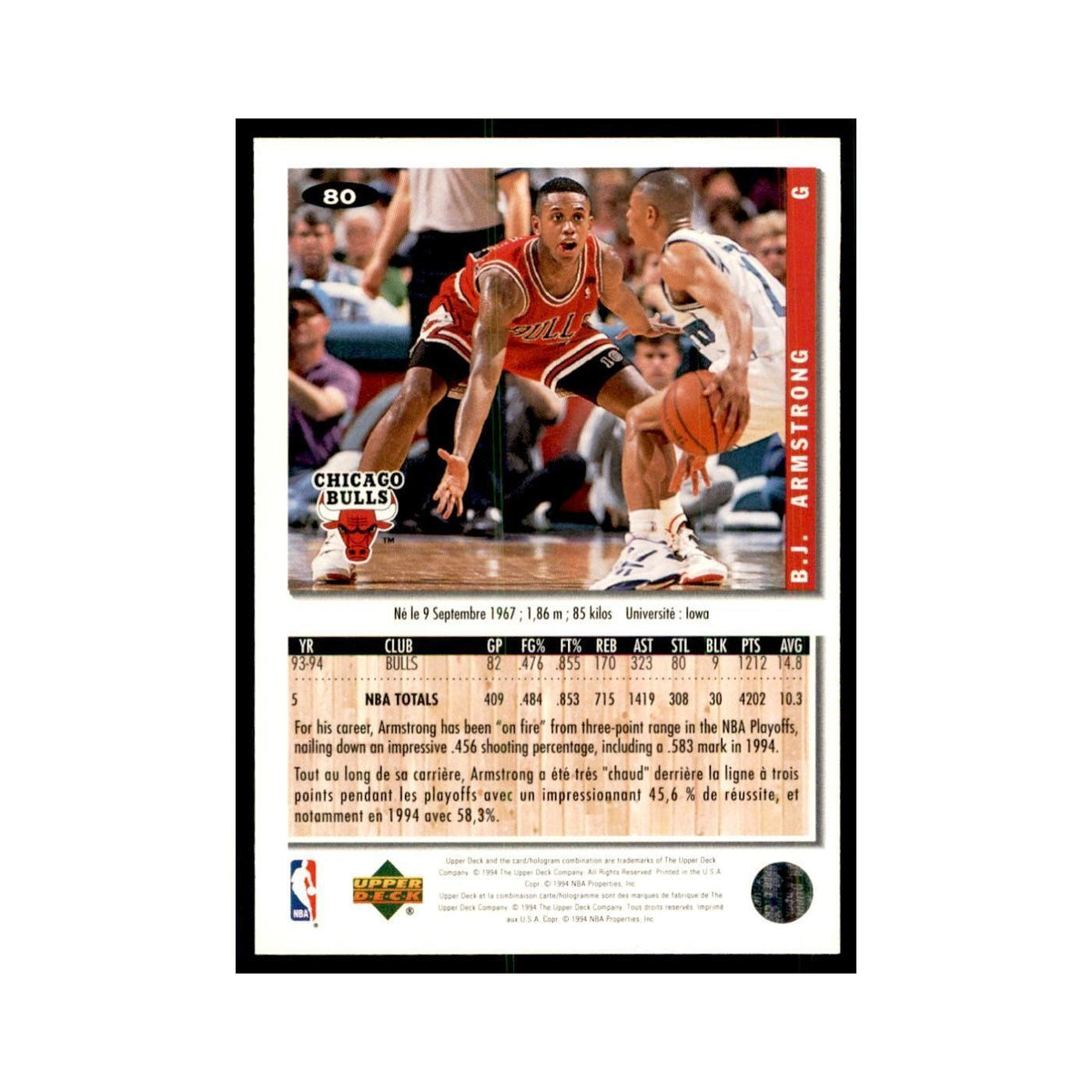 1994 Upper Deck Collector's Choice B.J. Armstrong Bulls #80