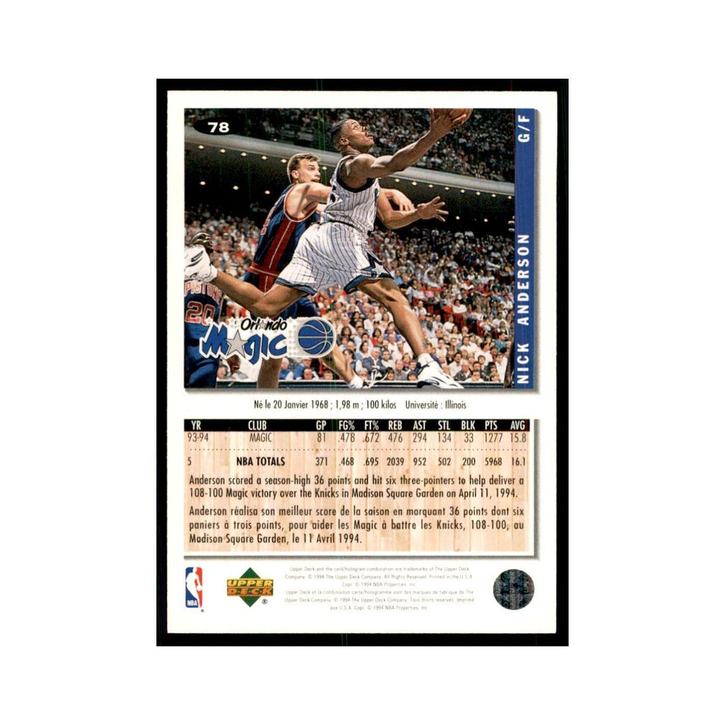 1994 Upper Deck Collector's Choice Nick Anderson Magic #78