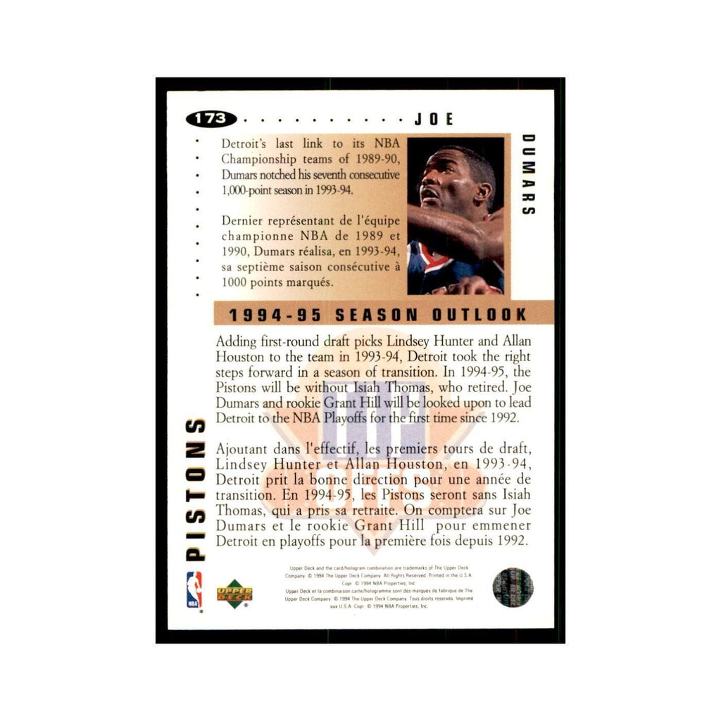1994 Upper Deck Collector's Choice Joe Dumars Pistons #173