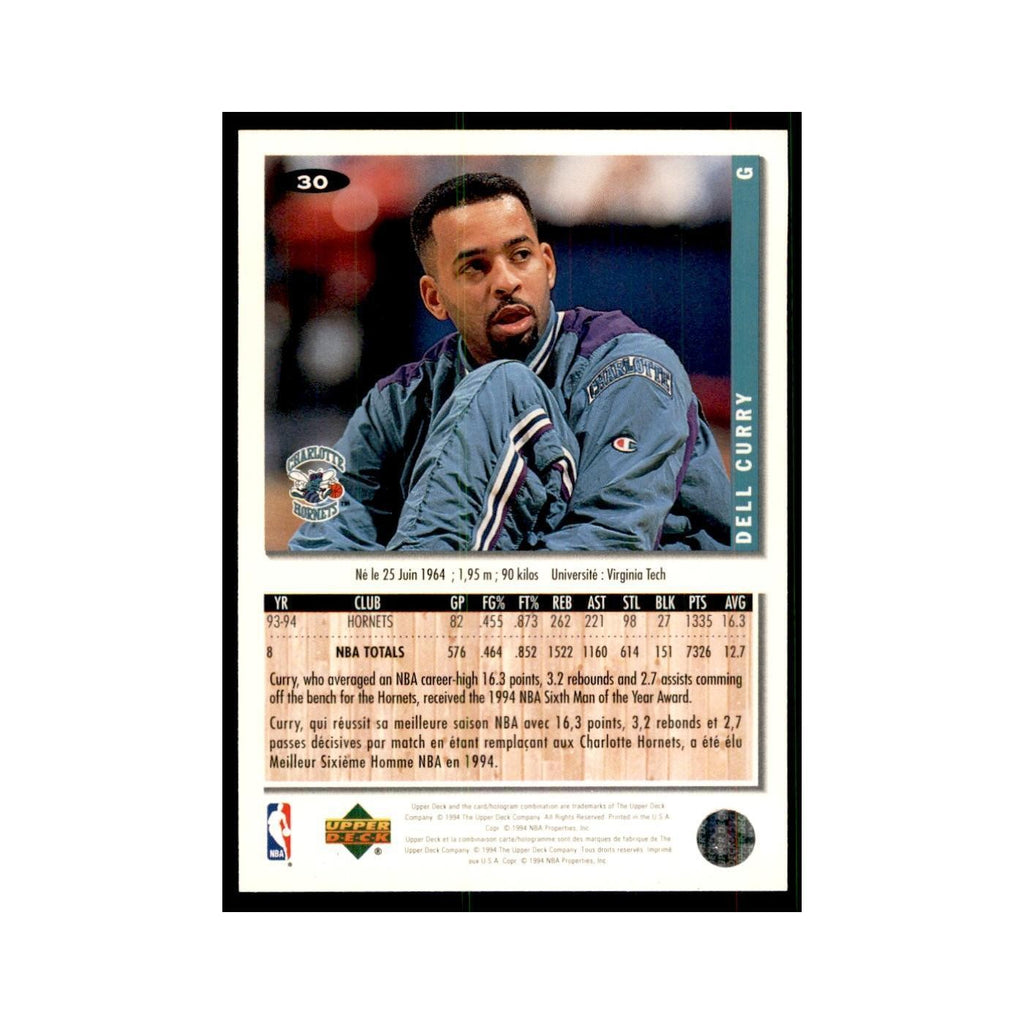 1994 Upper Deck Collector's Choice Dell Curry Hornets #30